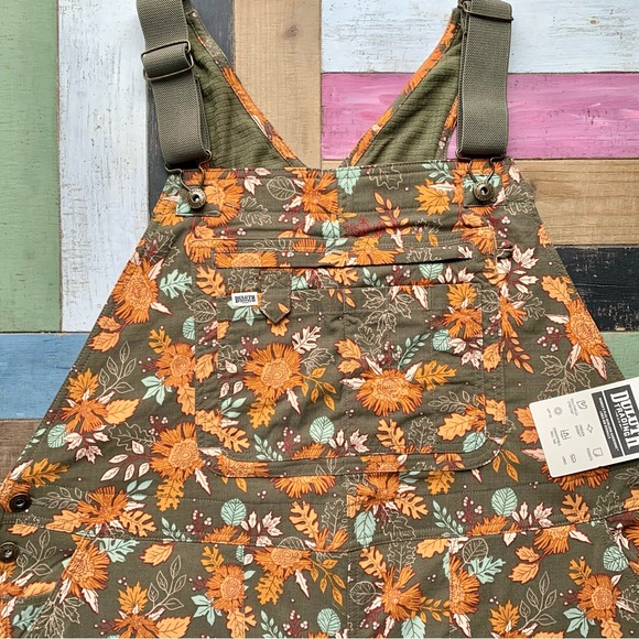 NWT Duluth 2X x31L Heirloom Gardening Lined Bib Overalls Loden Autumn Leaves - Picture 7 of 10